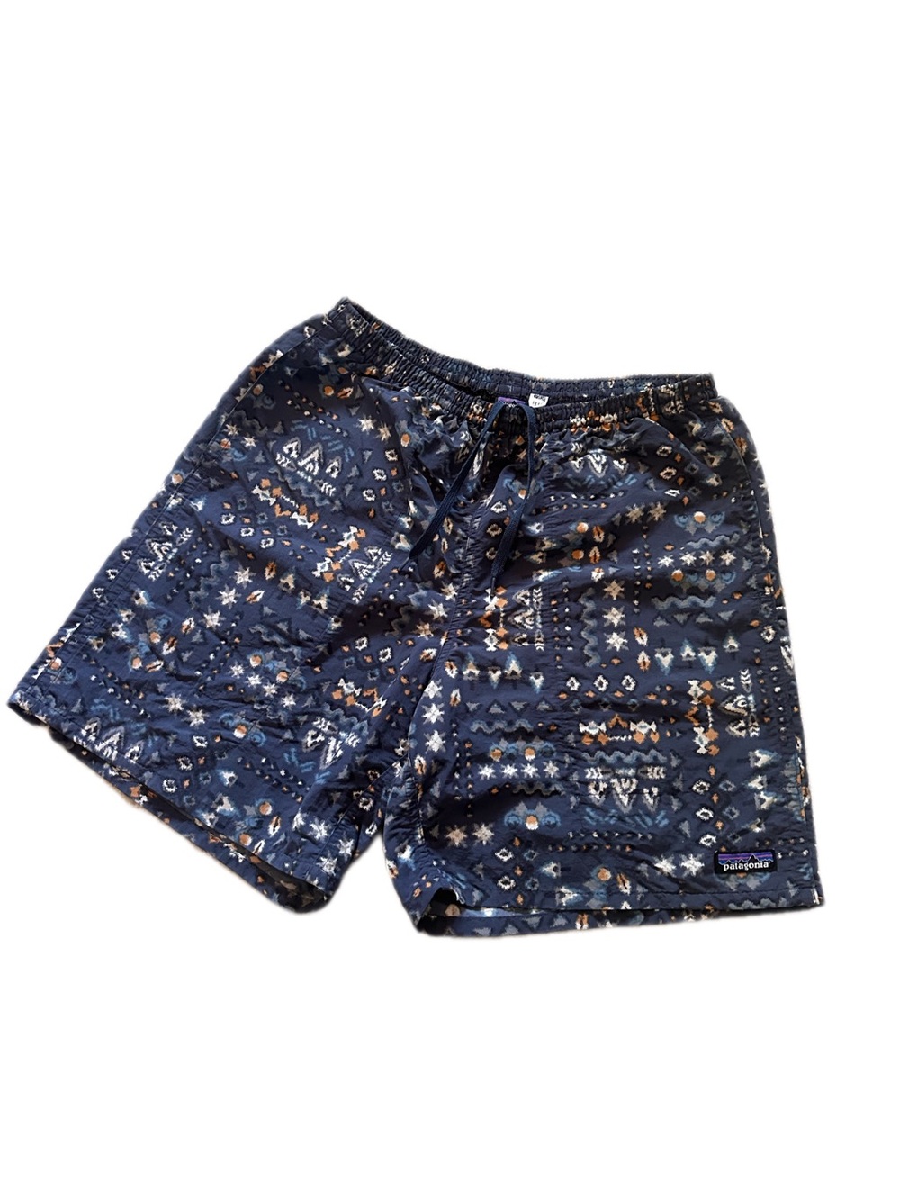 Patagonia Navy Aztec-Print Men's baggies shorts
